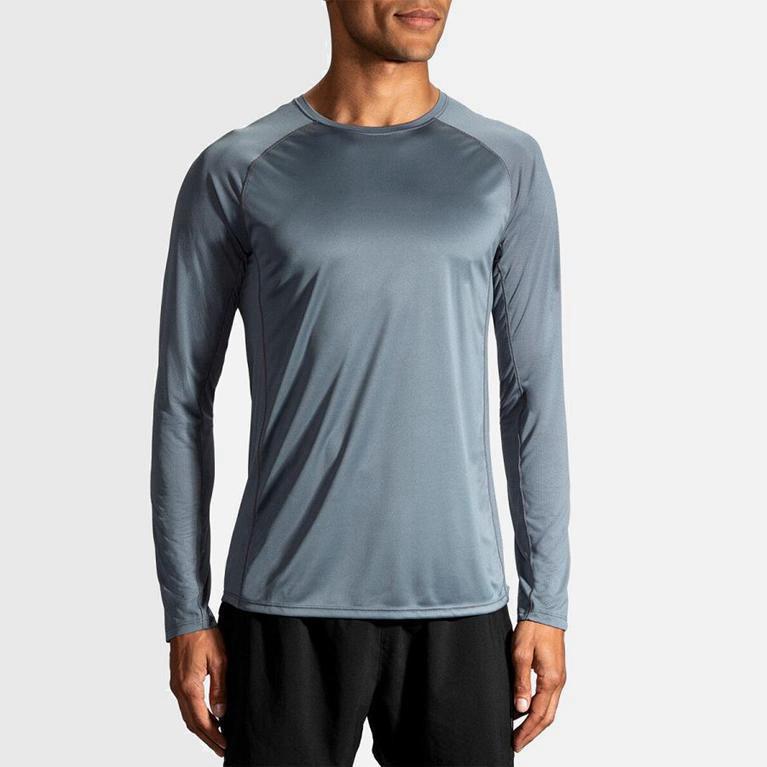 Brooks Men's Stealth Long Sleeve Running Shirt Singapore - Blue (54916-OZDS)